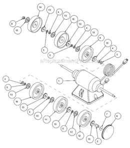 Assembly_Motor_And_Wheels_Part_170486 Diagram and Parts List for GP6-6  Barranca Diamond Bench Grinder